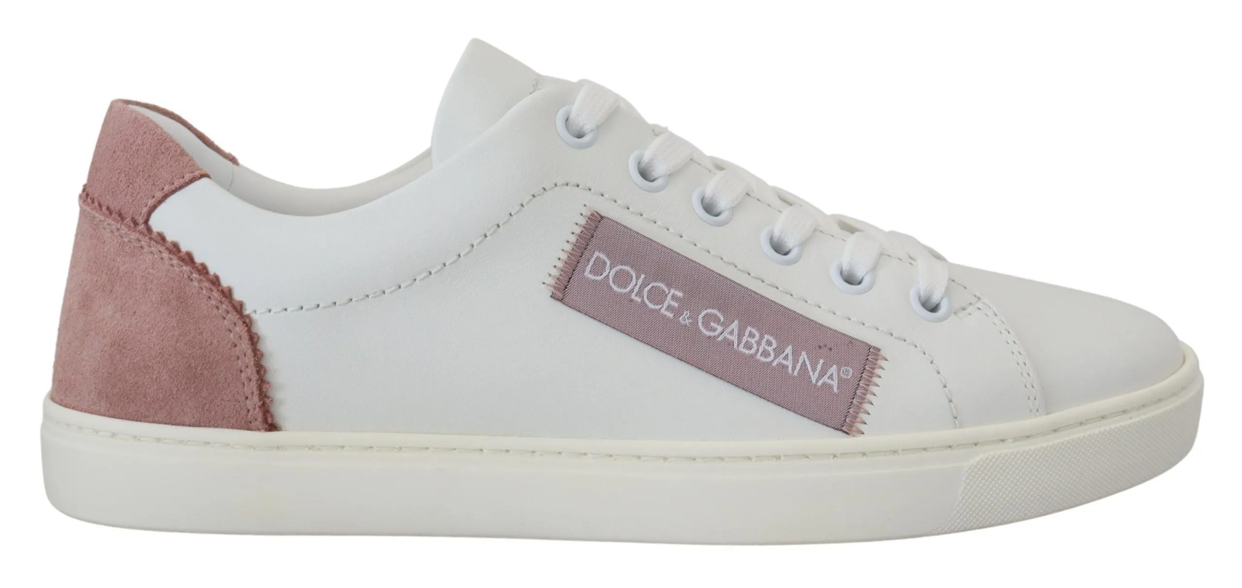 Chic White Pink Leather Low-Top Sneakers sold by Louxly