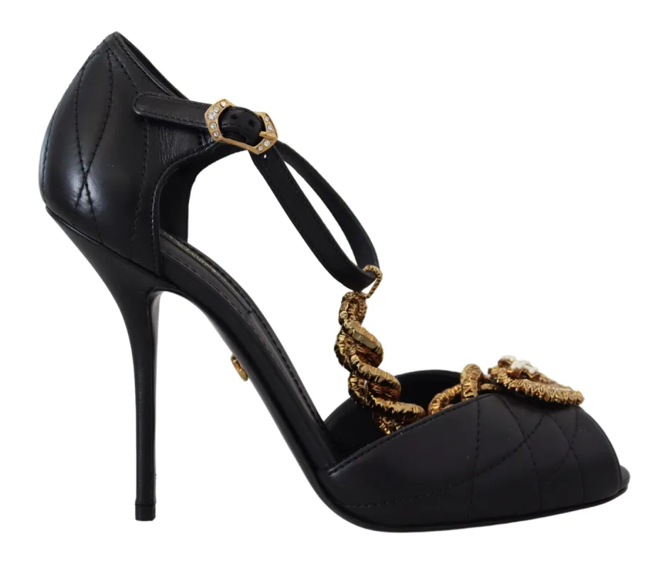 Elegant Gold-Embellished Leather Sandals sold by Louxly