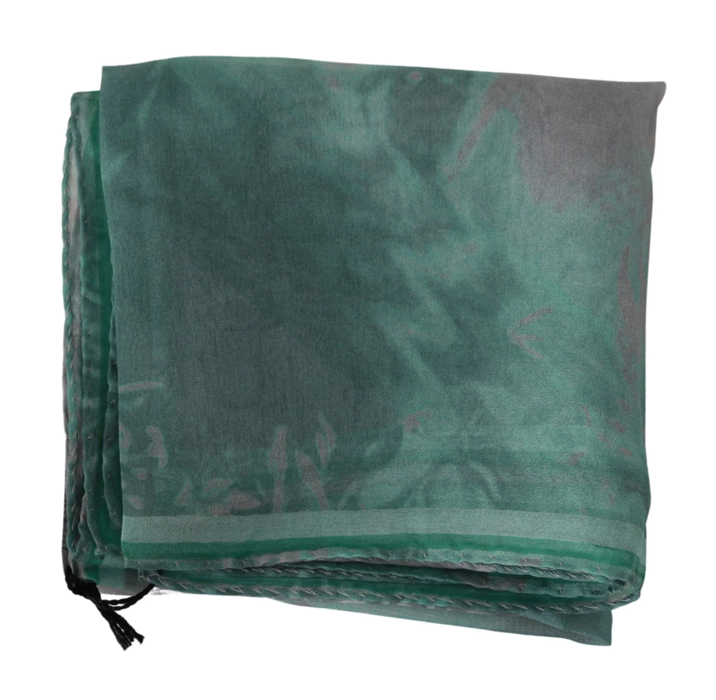 Elegant Silk Green Printed Scarf sold by Louxly product image thumbnail 4