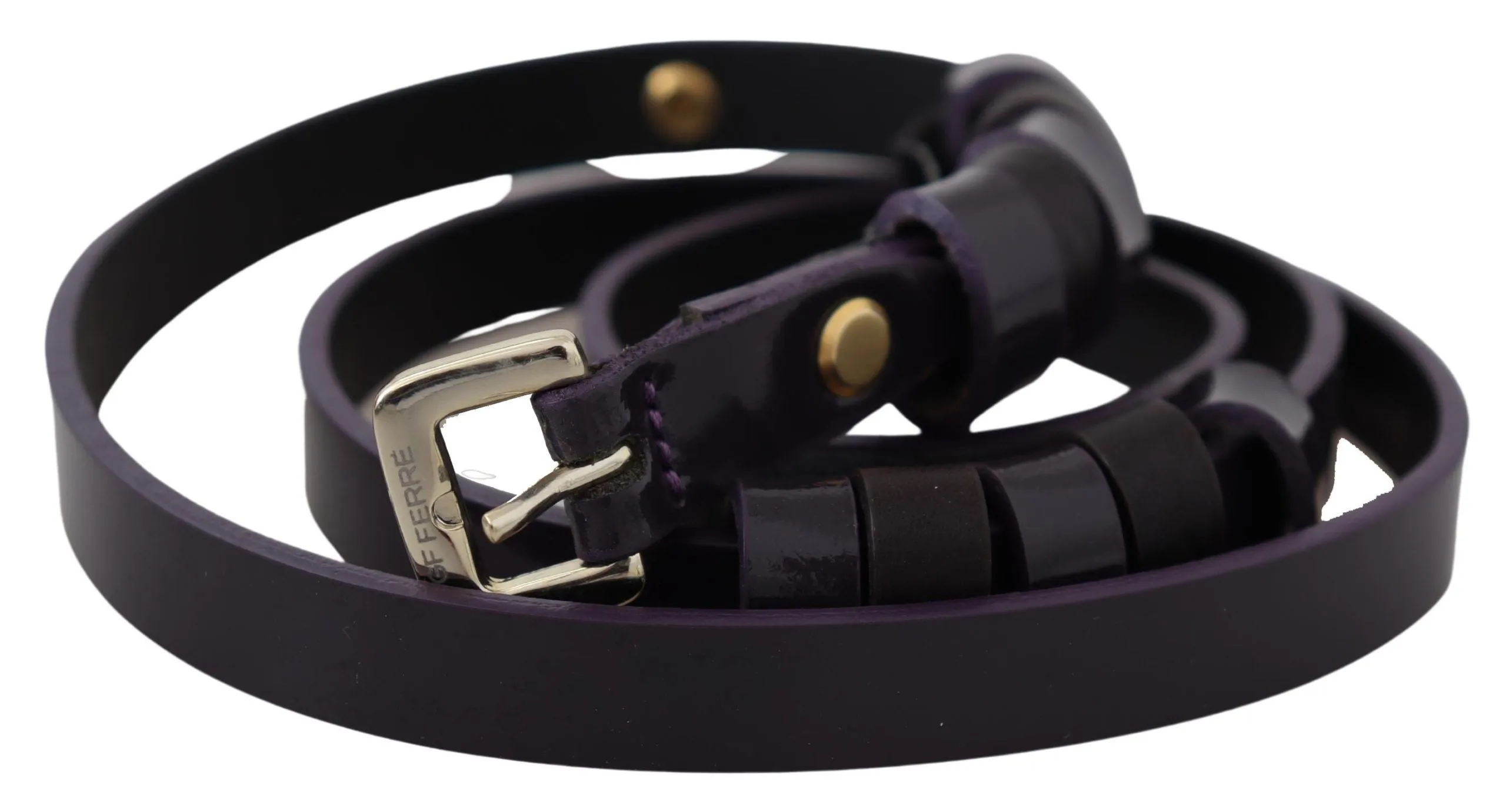 Chic Black Leather Belt with Chrome Silver Tone Buckle sold by Louxly product image thumbnail 2