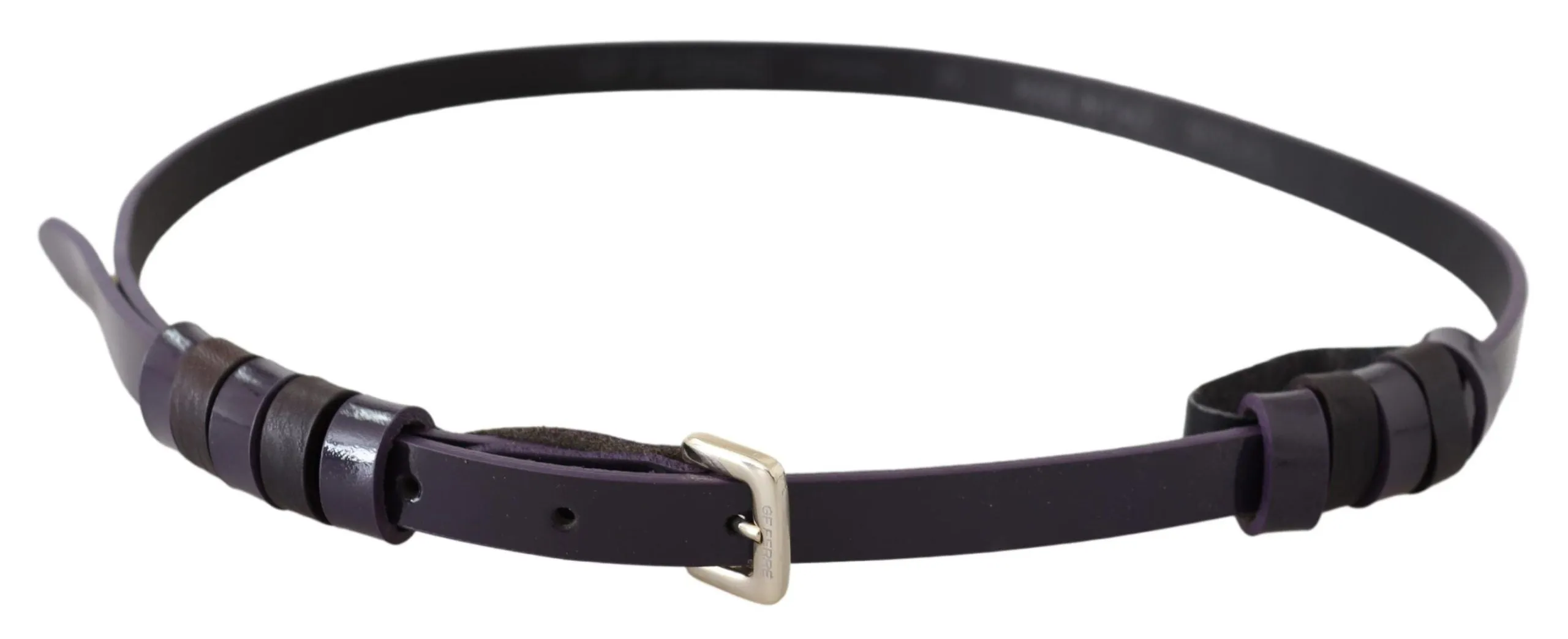 Chic Black Leather Belt with Chrome Silver Tone Buckle sold by Louxly product image thumbnail 3