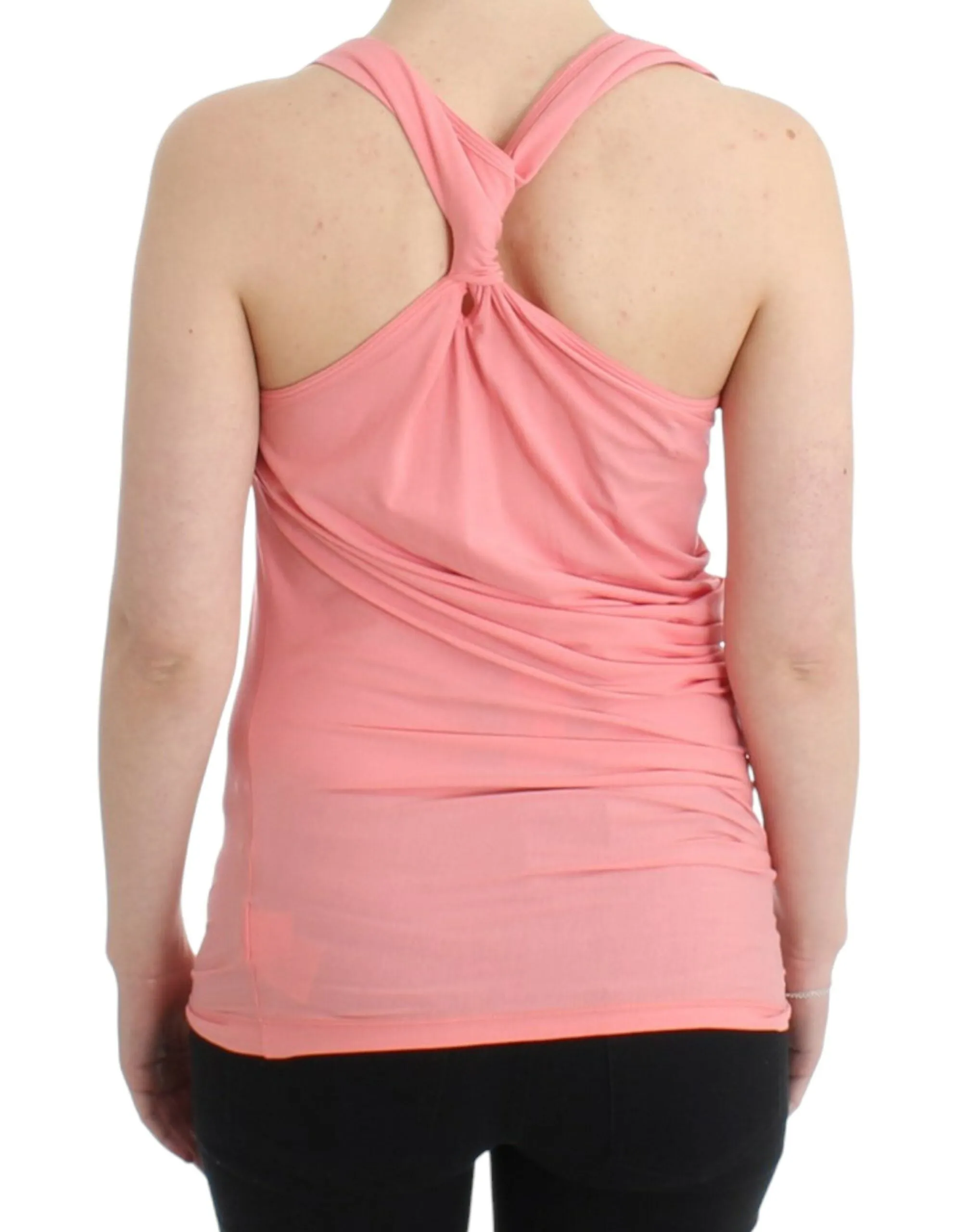 Chic Pink Cotton Blend Tank Top sold by Louxly product image thumbnail 3