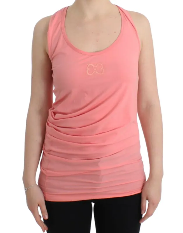 Chic Pink Cotton Blend Tank Top sold by Louxly