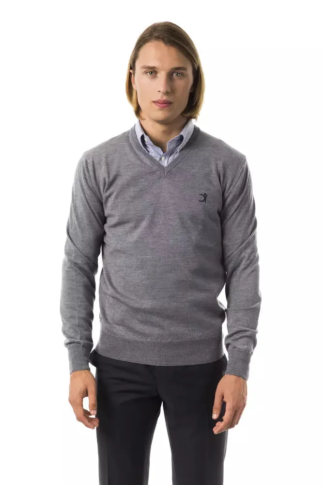 Gray Merino Wool Men Sweater sold by Louxly