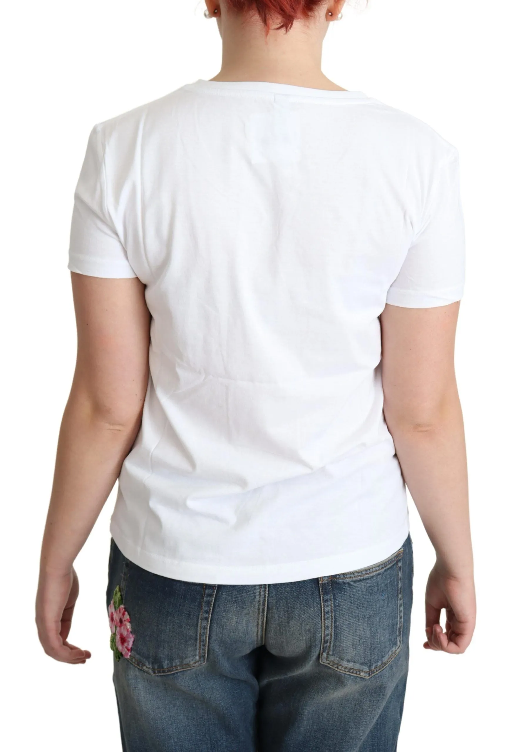 Chic White Cotton Tee with Iconic Print sold by Louxly product image thumbnail 3