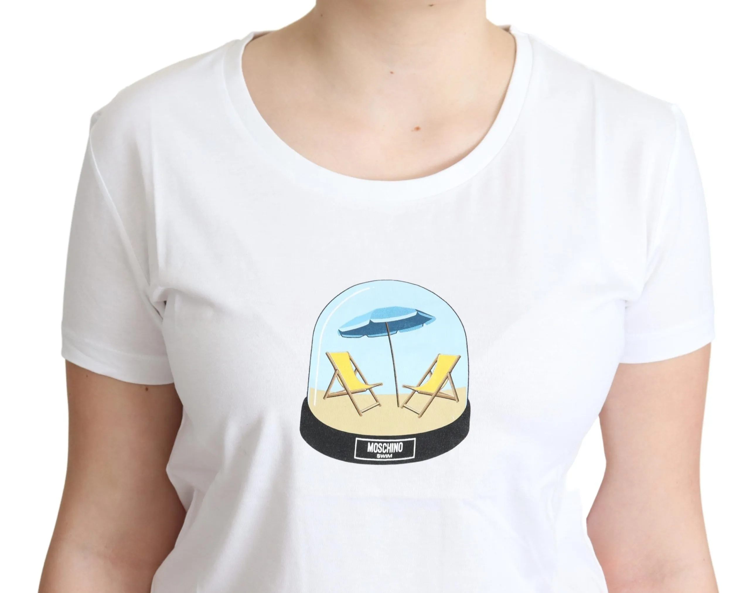 Chic White Cotton Tee with Iconic Print sold by Louxly product image thumbnail 4