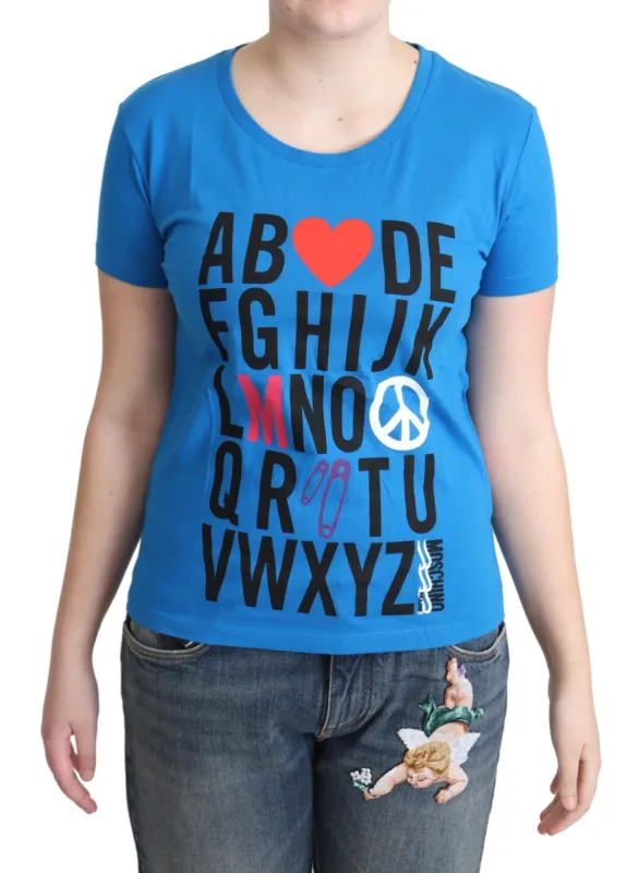Chic Alphabet Cotton Tee in Blue sold by Louxly