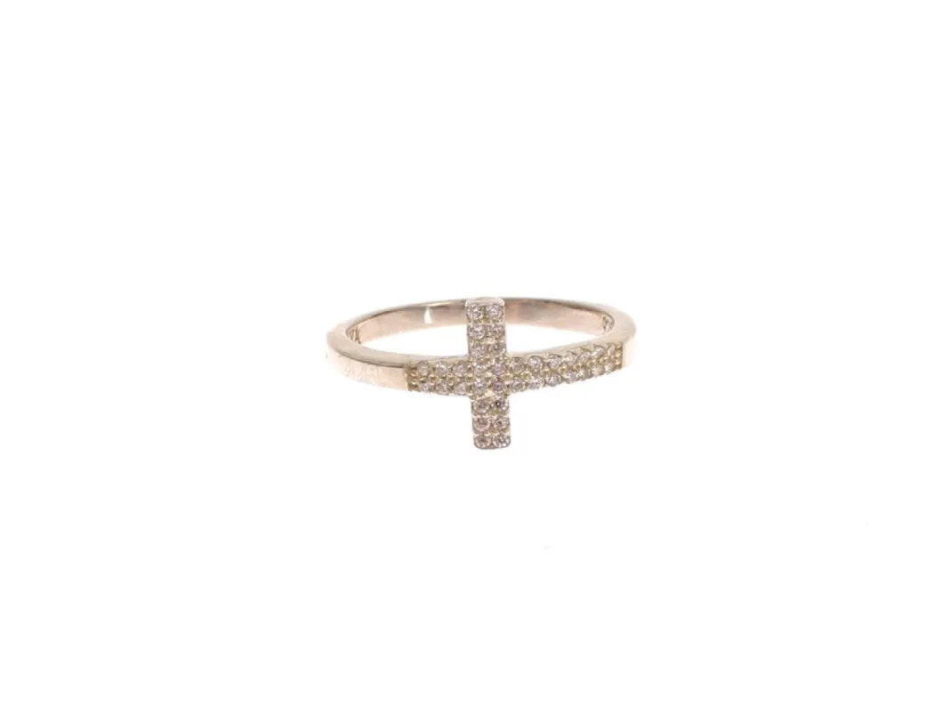 Silver CZ Cross Statement Ring sold by Louxly