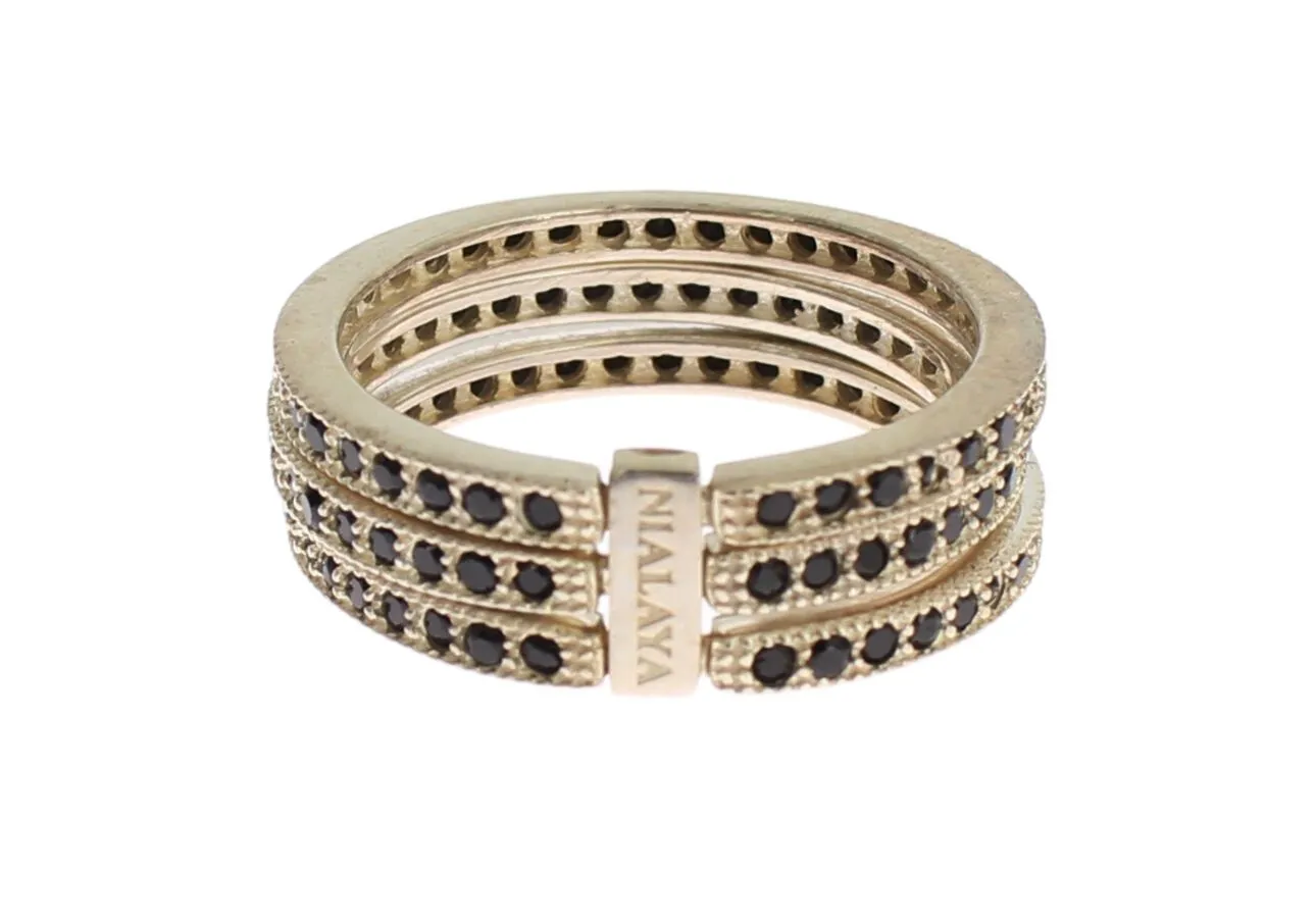 Chic Silver & Black CZ Crystal Ring sold by Louxly product image thumbnail 5