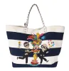 Chic Striped Beatrice Tote Handbag sold by Louxly