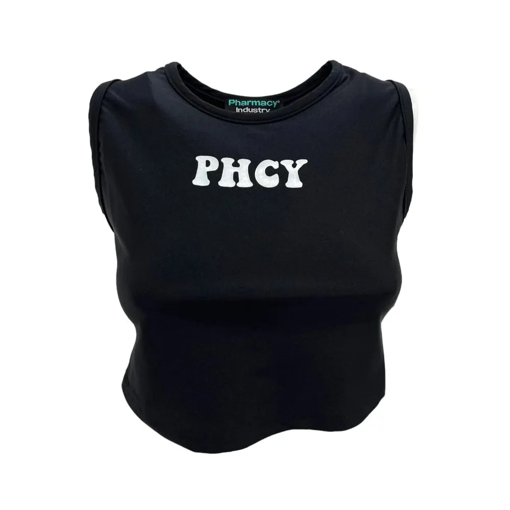 Sleek Sleeveless Lycra Top with Chest Logo sold by Louxly