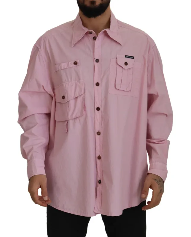 Elegant Pink Casual Cotton Shirt sold by Louxly