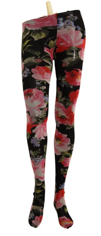Floral Noir Nylon Tights - Elegance in Bloom sold by Louxly