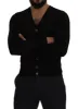 Elegant Wool Buttoned Black Cardigan sold by Louxly