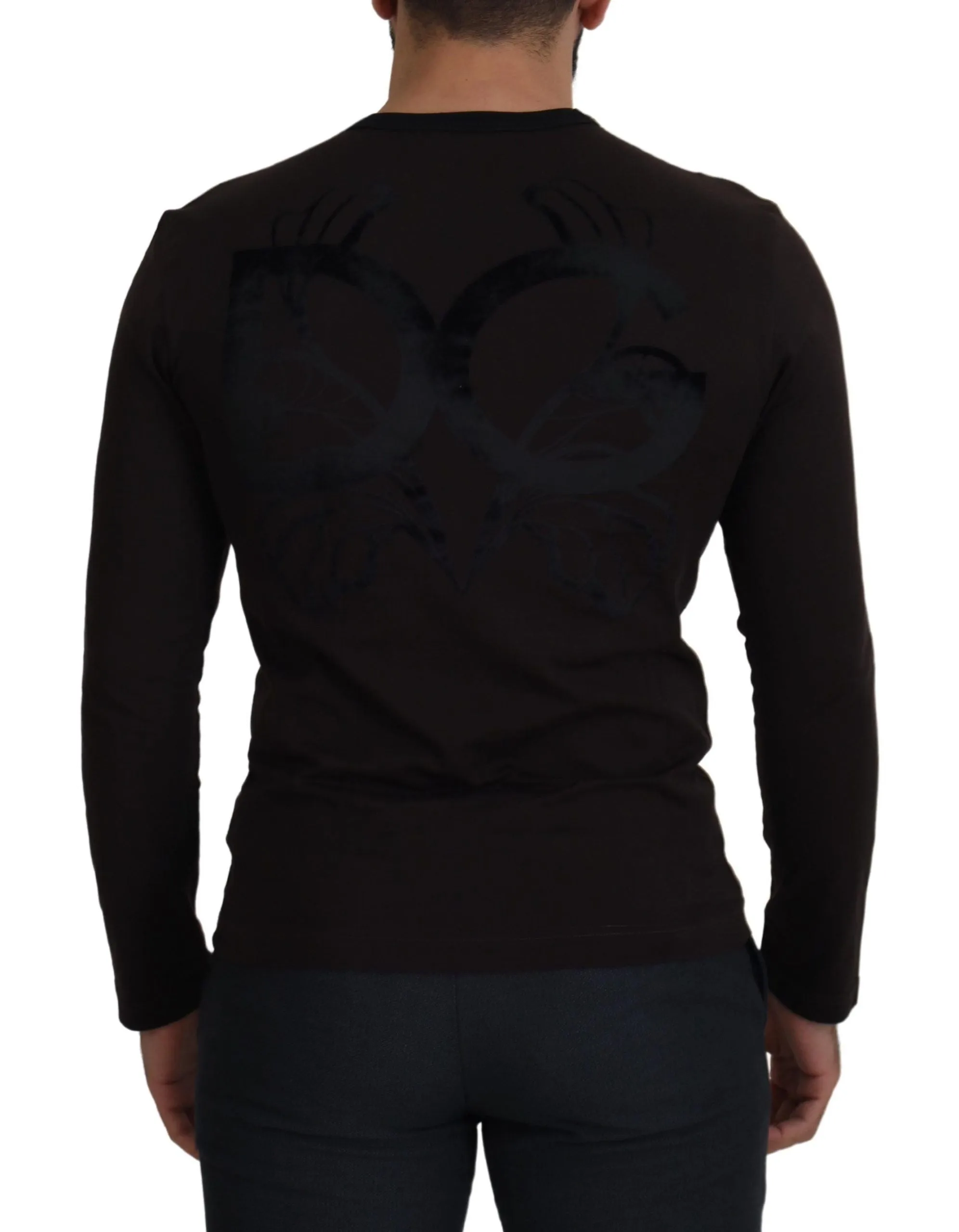 Elegant Brown Crewneck Cotton Sweater sold by Louxly product image thumbnail 2