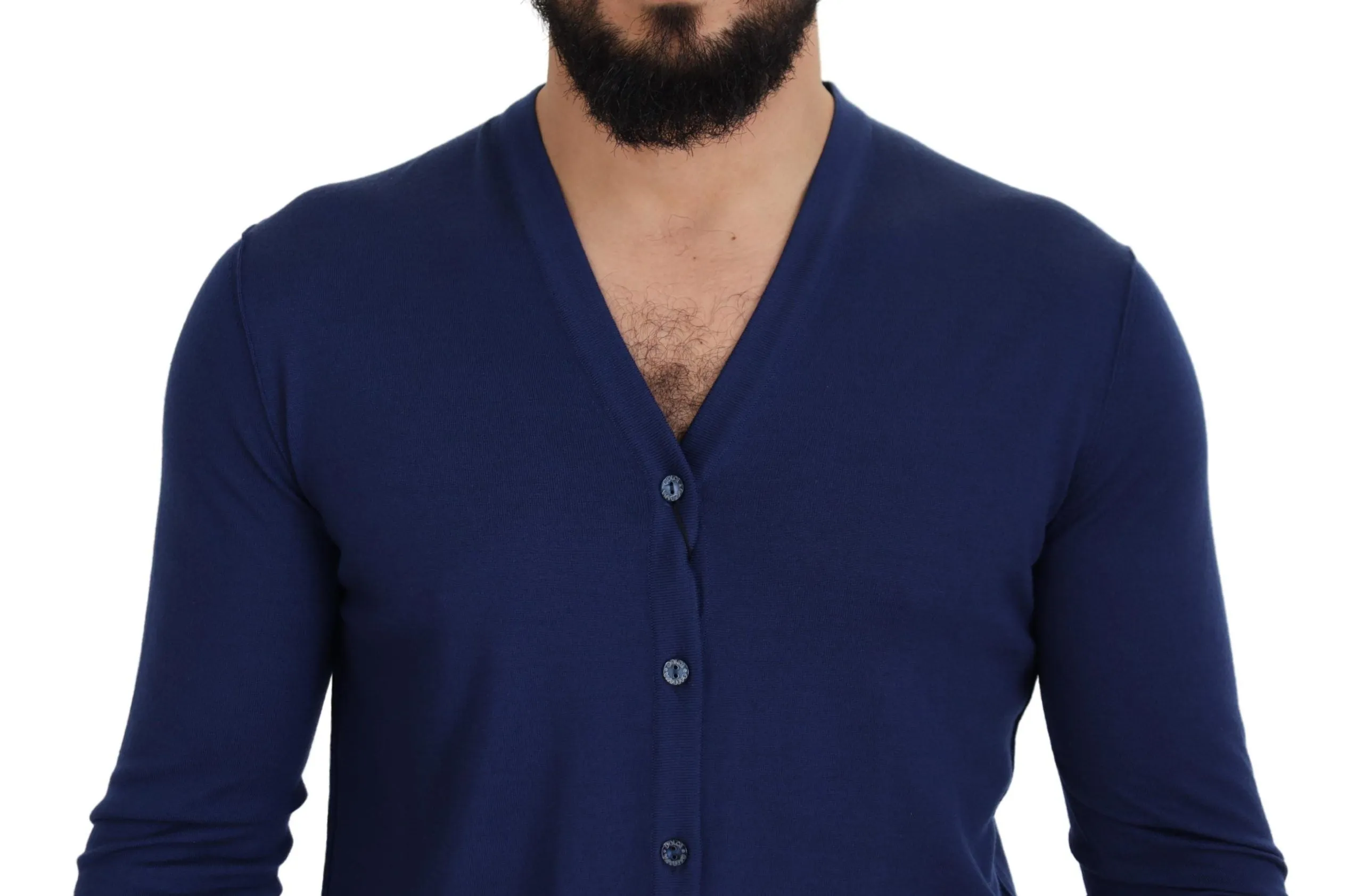 Elegant Virgin Wool Blue Cardigan Sweater sold by Louxly product image thumbnail 3