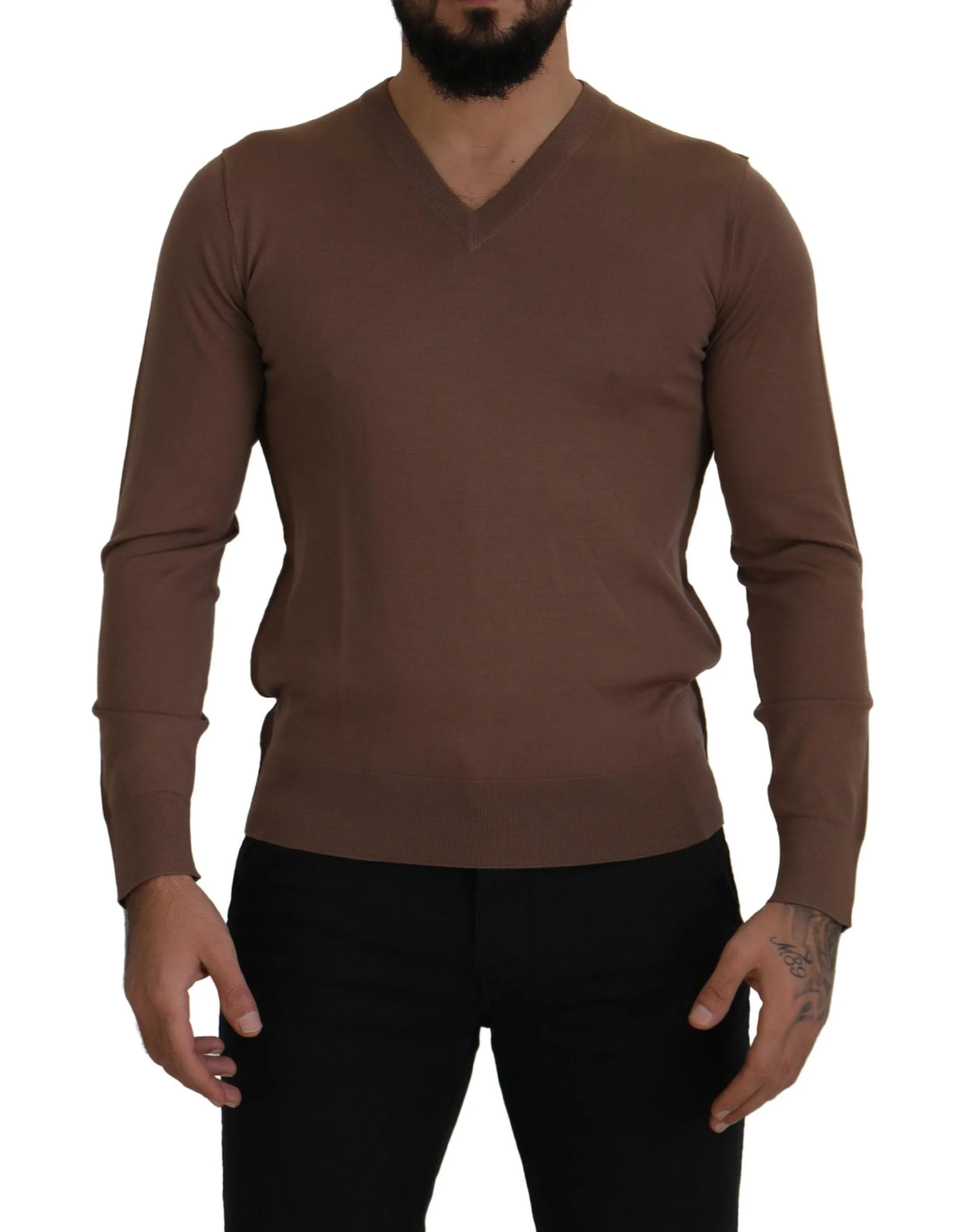 Elegant Virgin Wool V-Neck Pullover Sweater sold by Louxly