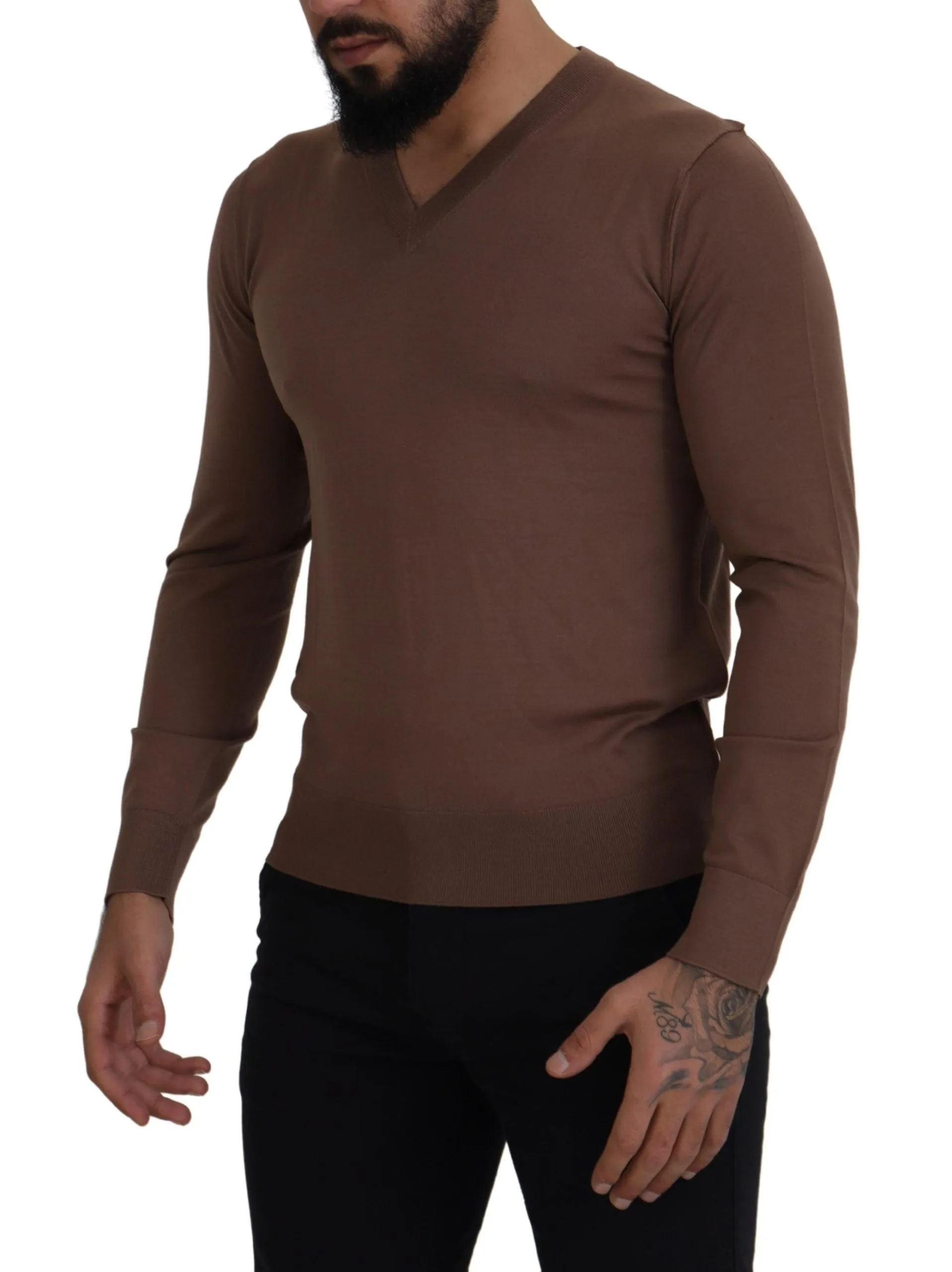 Elegant Virgin Wool V-Neck Pullover Sweater sold by Louxly product image thumbnail 2
