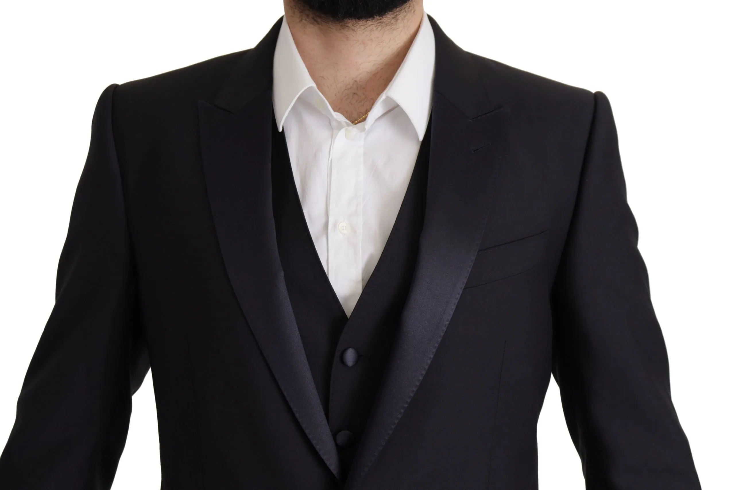 Elegant Black Three-Piece Wool Blend Suit sold by Louxly product image thumbnail 4
