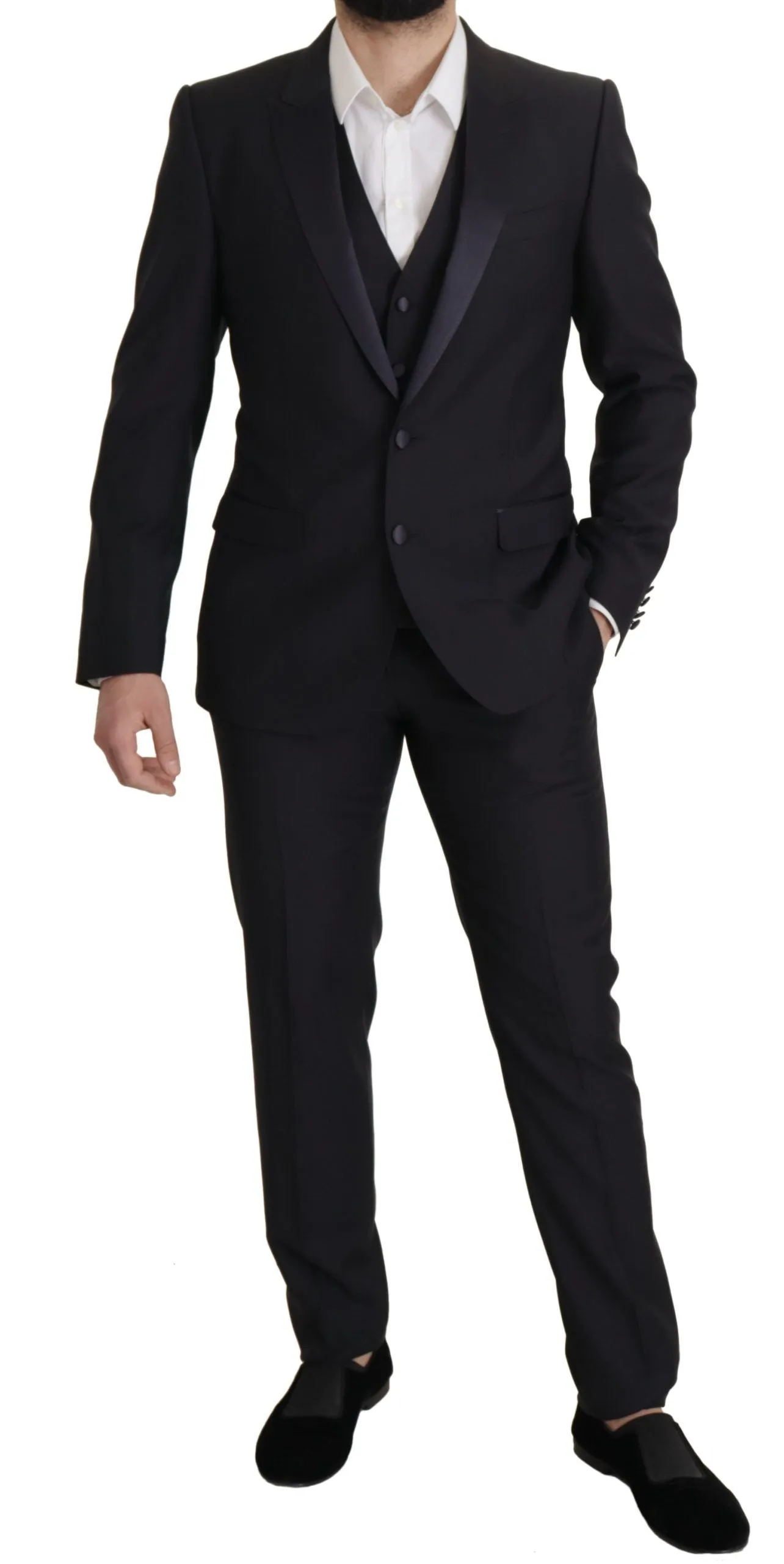 Elegant Black Three-Piece Wool Blend Suit sold by Louxly product image thumbnail 5