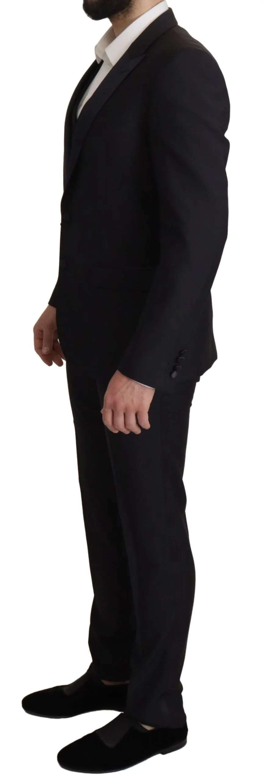 Elegant Black Three-Piece Wool Blend Suit sold by Louxly product image thumbnail 2
