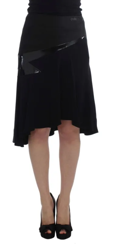 Chic Black and Blue Cotton Blend Skirt sold by Louxly