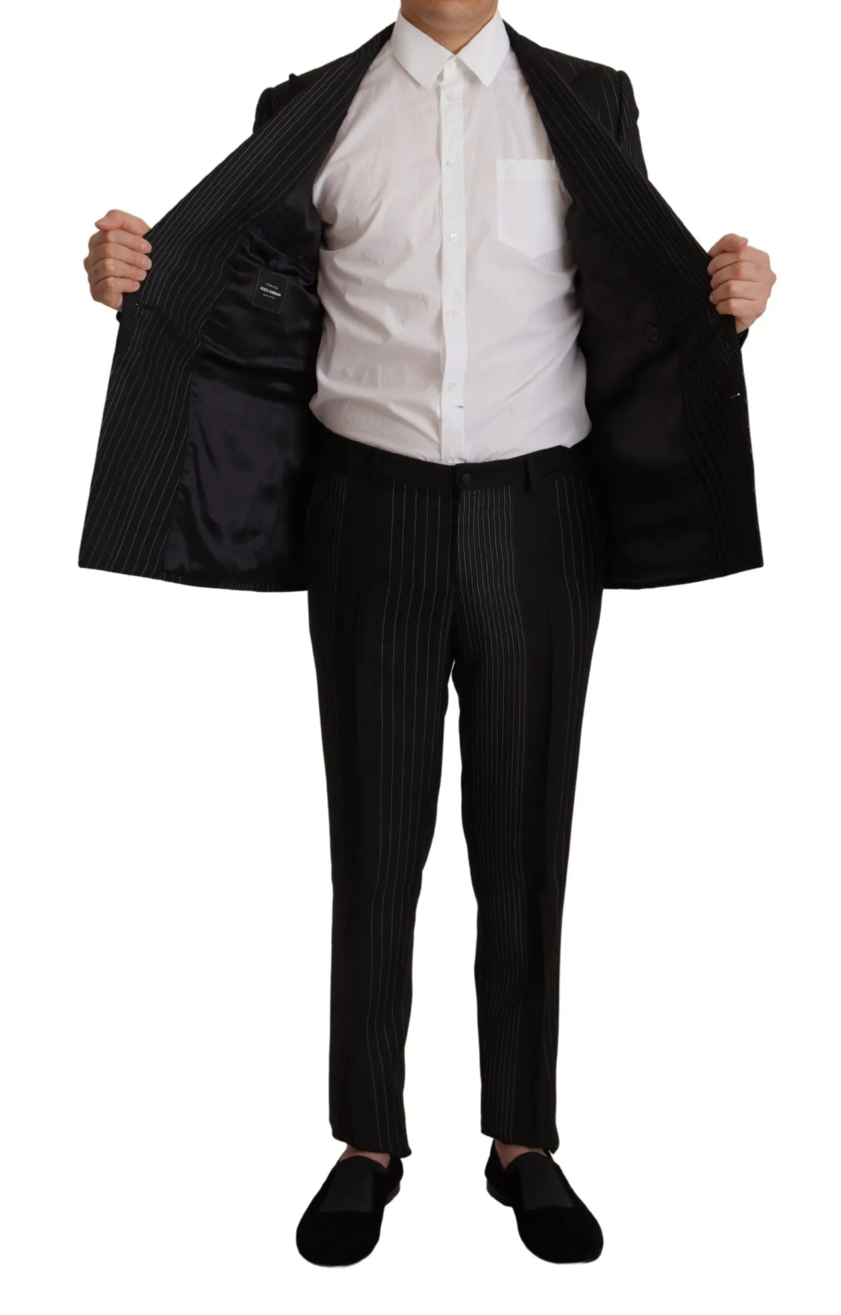 Elegant Black Striped Slim Fit Two-Piece Suit sold by Louxly product image thumbnail 5