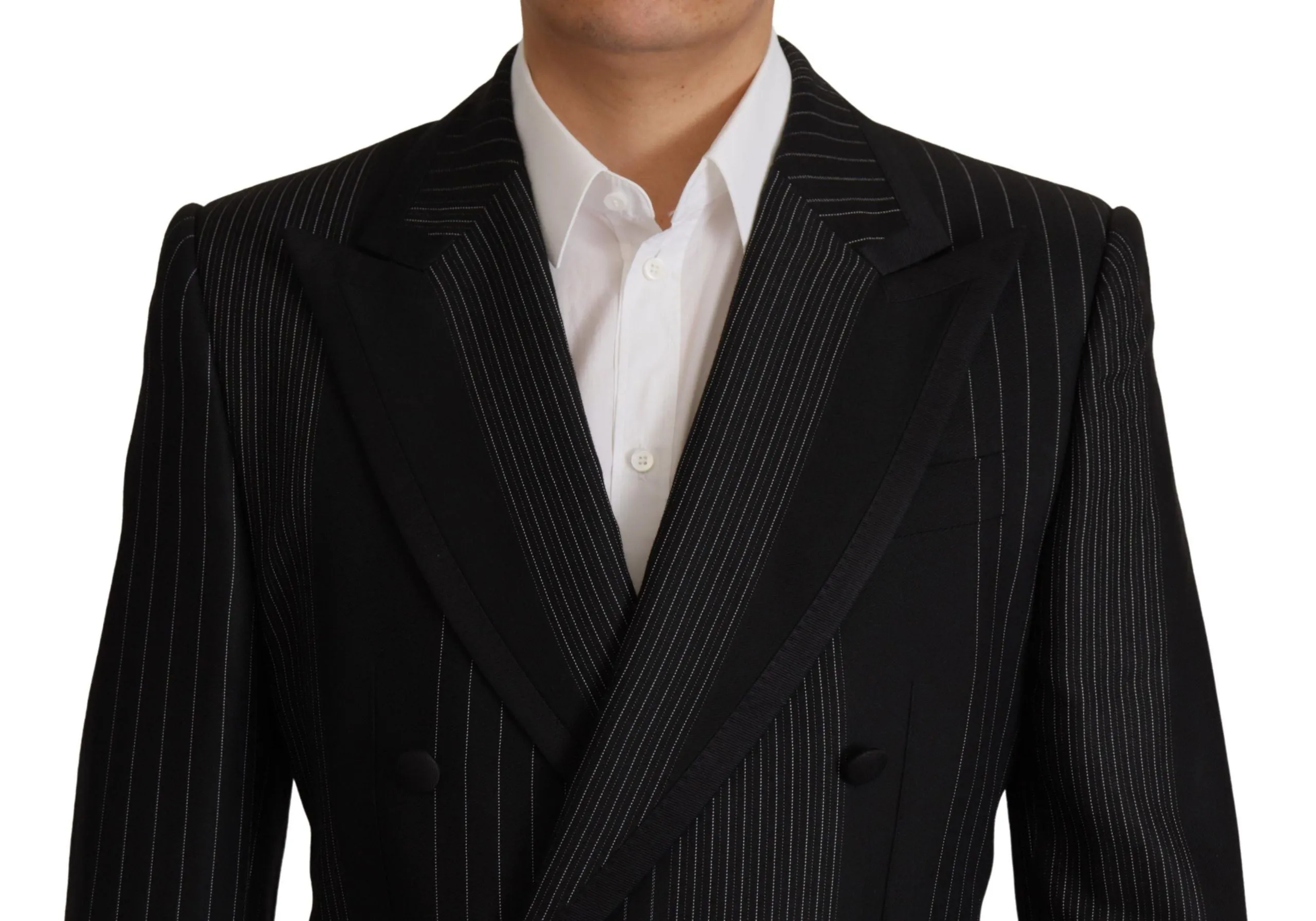 Elegant Black Striped Slim Fit Two-Piece Suit sold by Louxly product image thumbnail 3
