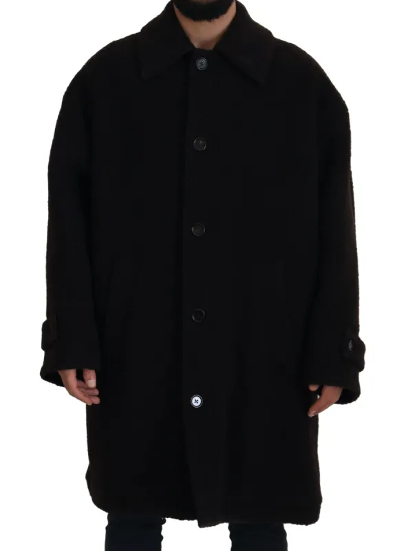 Elegant Black Alpaca Wool Blend Jacket sold by Louxly
