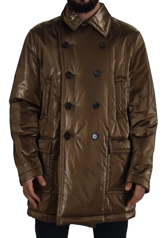 Trench in gold colour in jacquard | Parallel