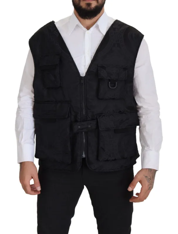 Elegant Sleeveless Vest Jacket in Black sold by Louxly