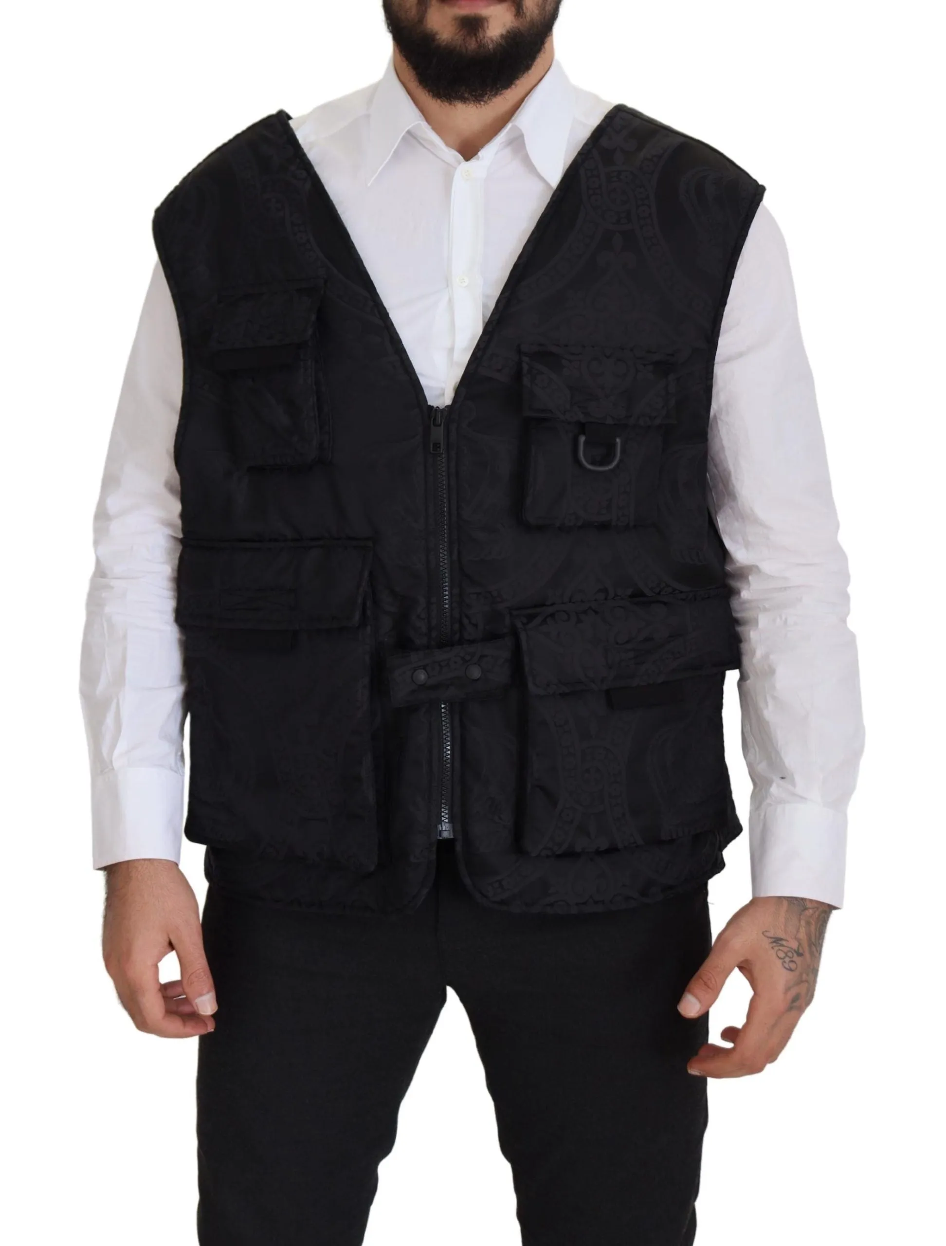 Elegant Sleeveless Vest Jacket in Black sold by Louxly