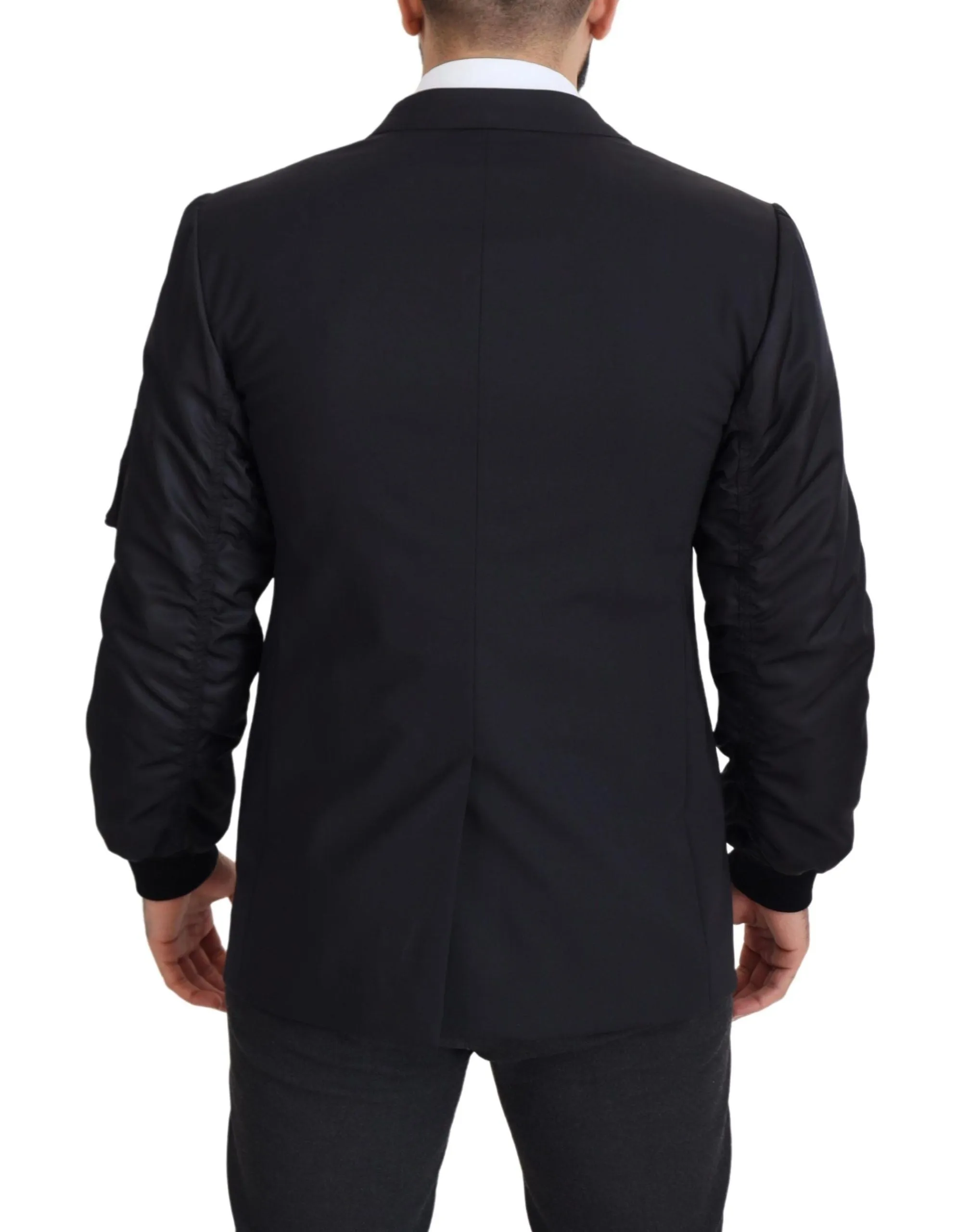 Elegant Black Virgin Wool Jacket sold by Louxly product image thumbnail 5