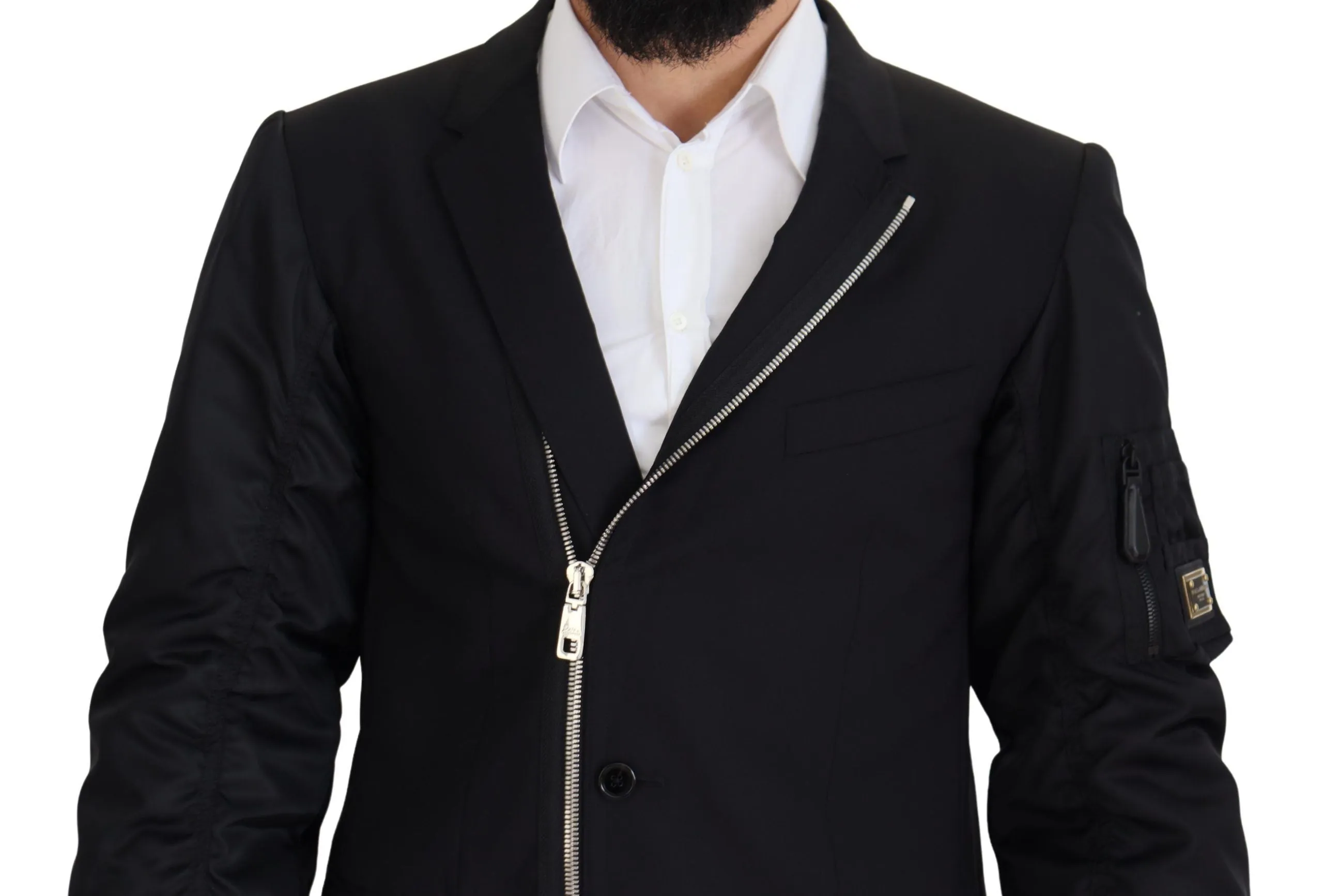 Elegant Black Virgin Wool Jacket sold by Louxly product image thumbnail 2