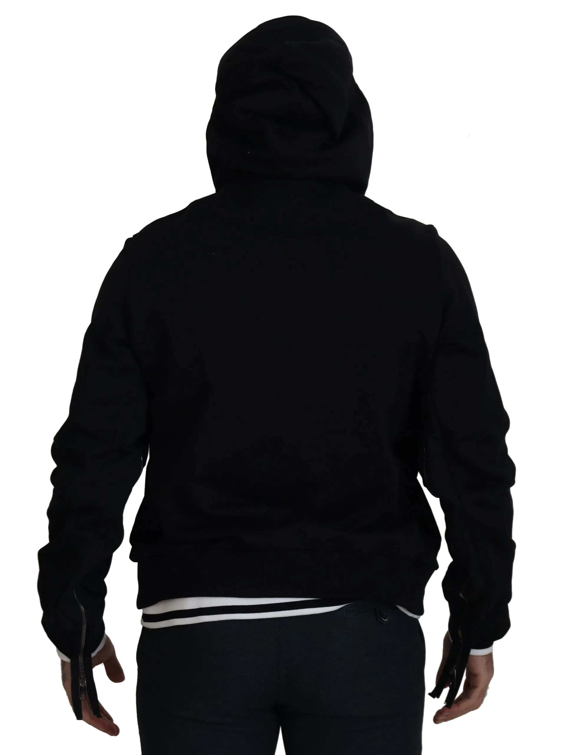 Elegant Black Bomber Jacket with Hood sold by Louxly product image thumbnail 5