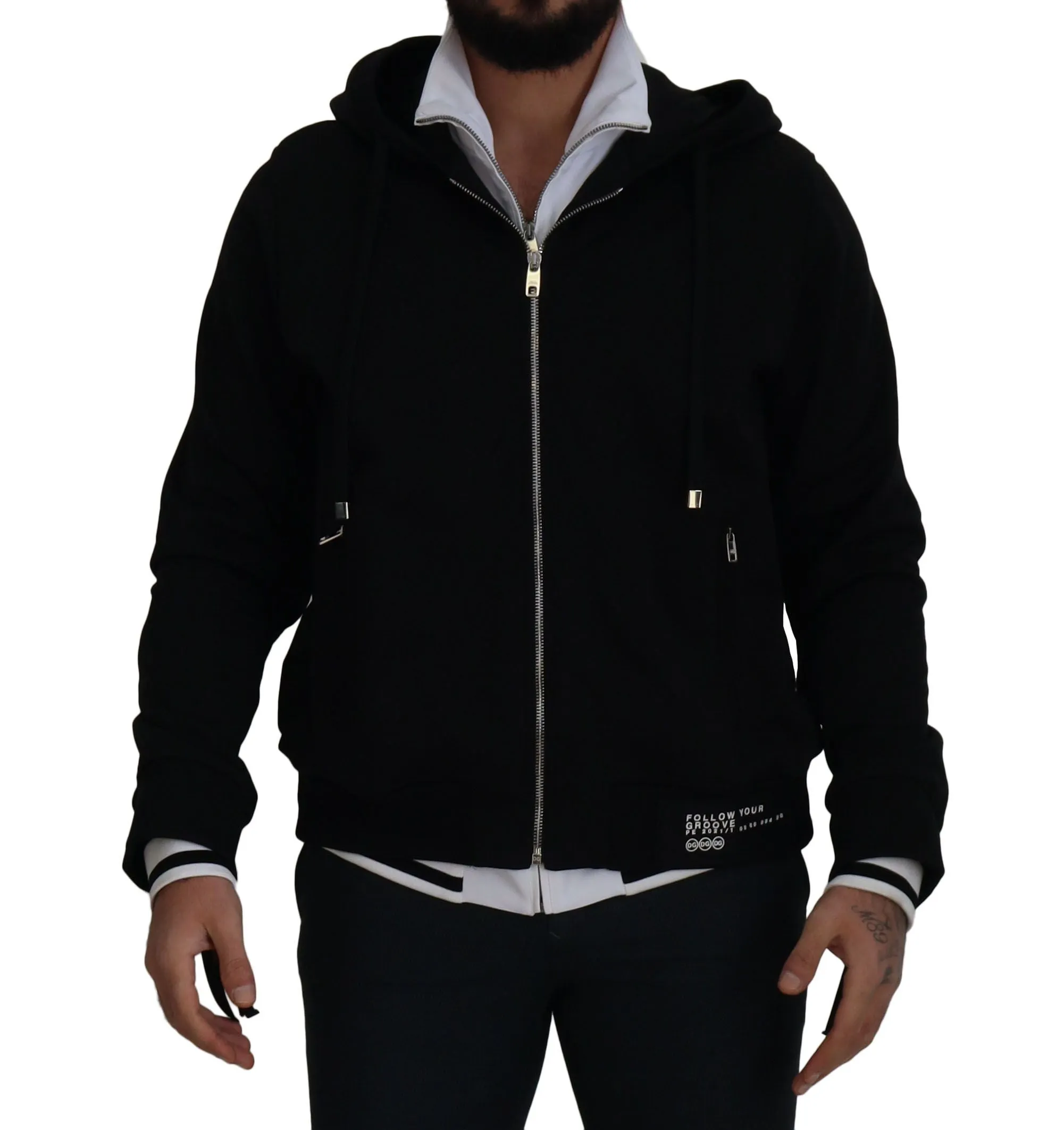 Elegant Black Bomber Jacket with Hood sold by Louxly product image thumbnail 2