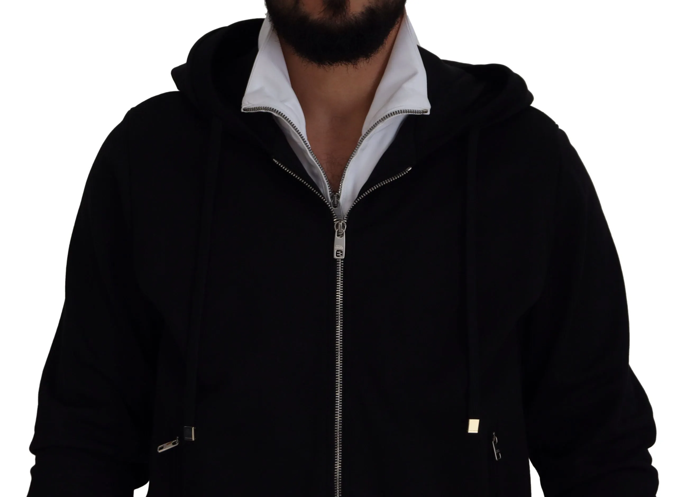 Elegant Black Bomber Jacket with Hood sold by Louxly product image thumbnail 3