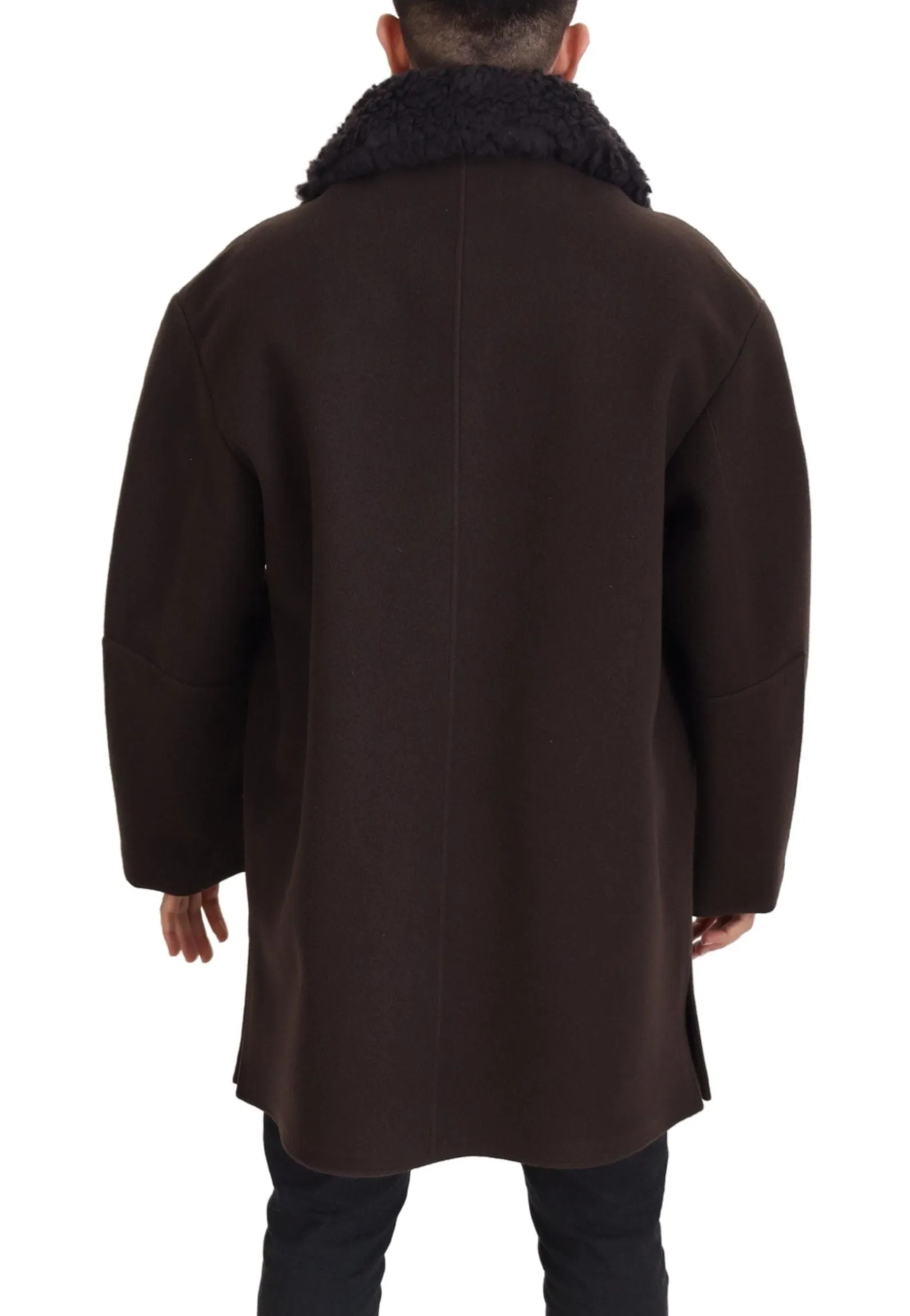 Elegant Dark Brown Shearling Coat Jacket sold by Louxly product image thumbnail 3