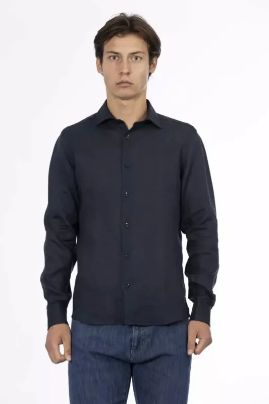 Blue Linen Men Shirt sold by Louxly