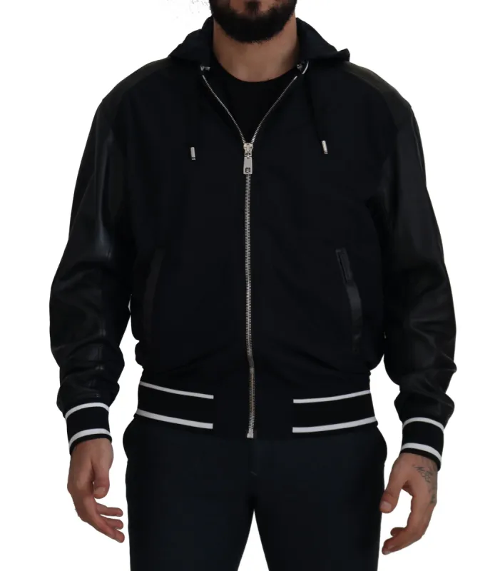 Elegant Black Bomber Blouson Jacket sold by Louxly