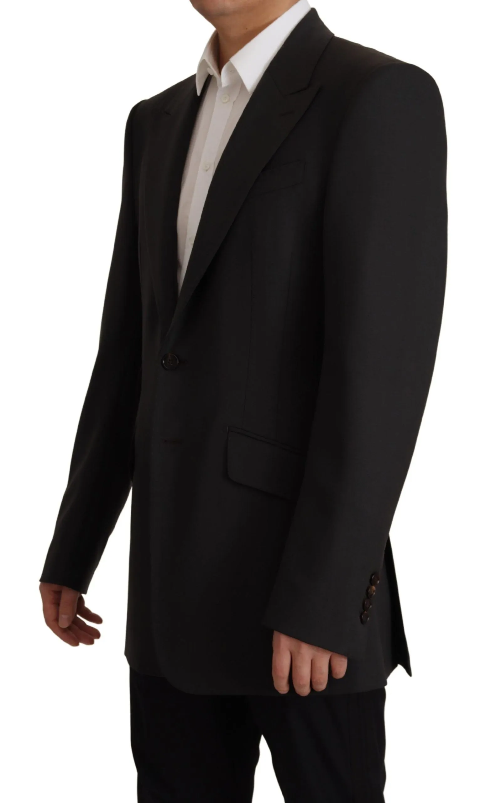 Elegant Slim Black Wool Blazer Jacket sold by Louxly product image thumbnail 4