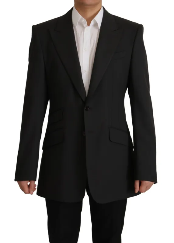 Elegant Slim Black Wool Blazer Jacket sold by Louxly