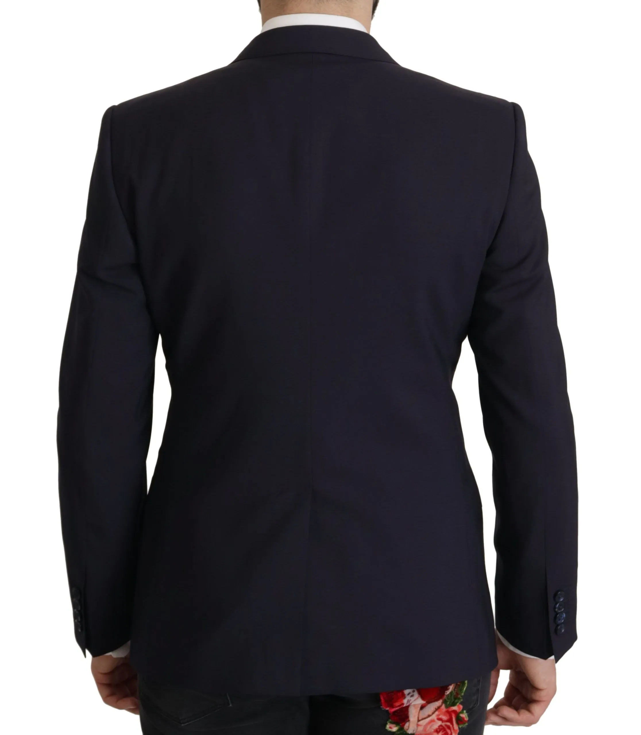 Elegant Navy Wool Blend Slim Blazer sold by Louxly product image thumbnail 4