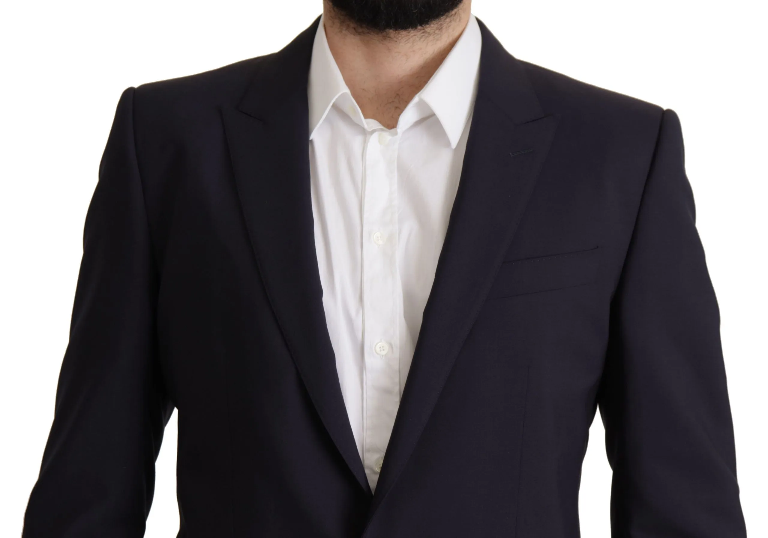 Elegant Navy Wool Blend Slim Blazer sold by Louxly product image thumbnail 3