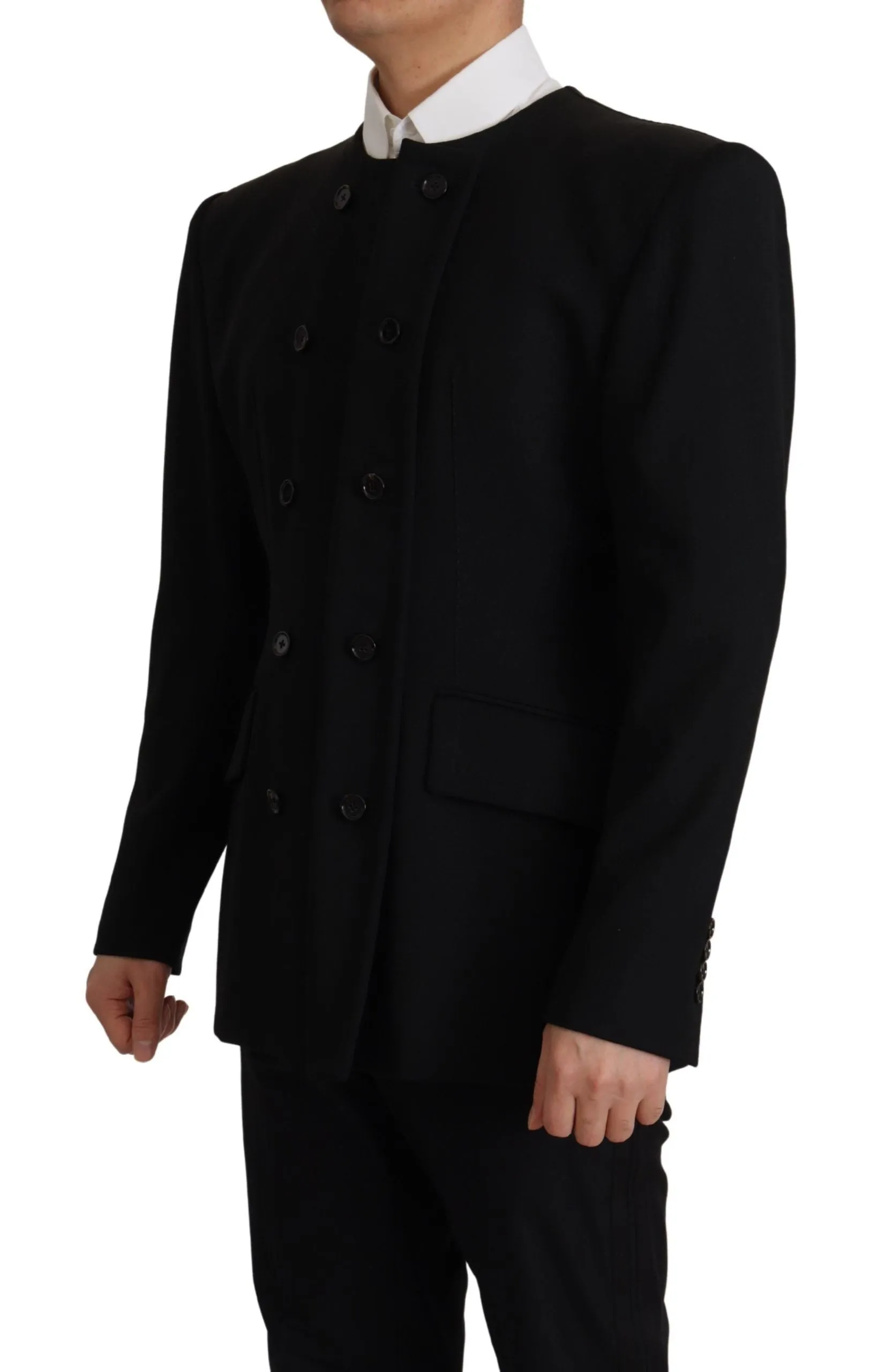 Elegant Slim Fit Double Breasted Wool Blazer sold by Louxly product image thumbnail 5