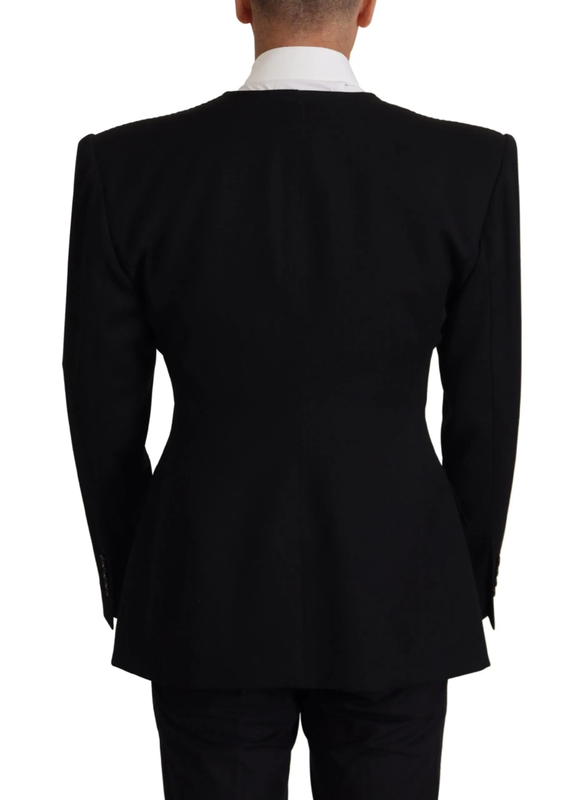 Elegant Slim Fit Double Breasted Wool Blazer sold by Louxly product image thumbnail 2