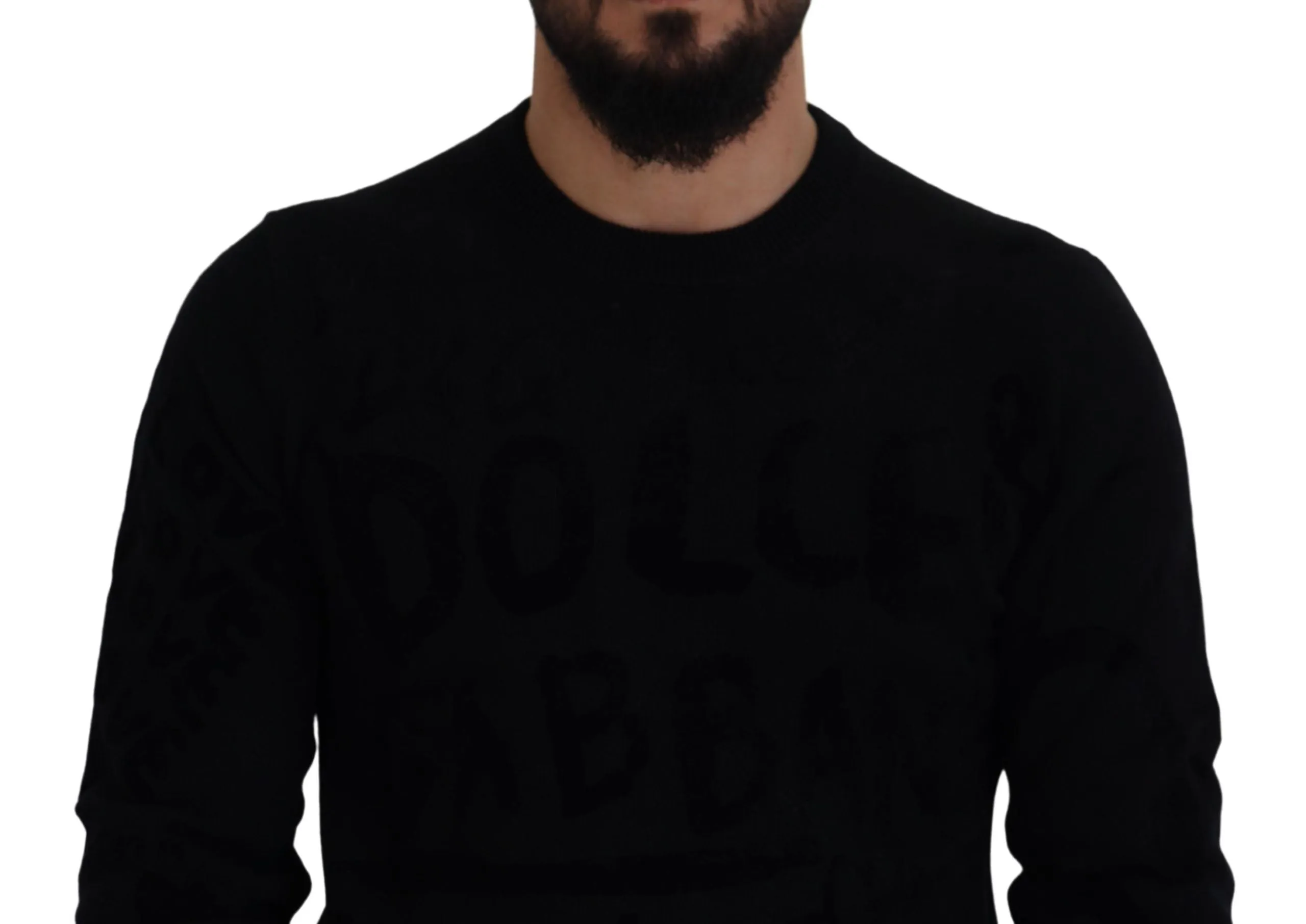 Elegant Black Logo Wool Sweater sold by Louxly product image thumbnail 2