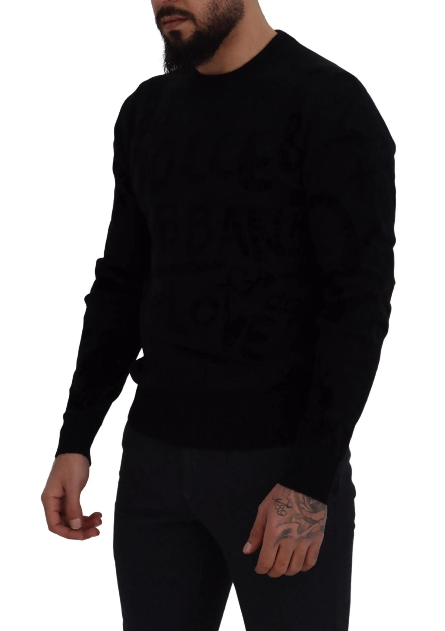 Elegant Black Logo Wool Sweater sold by Louxly product image thumbnail 3
