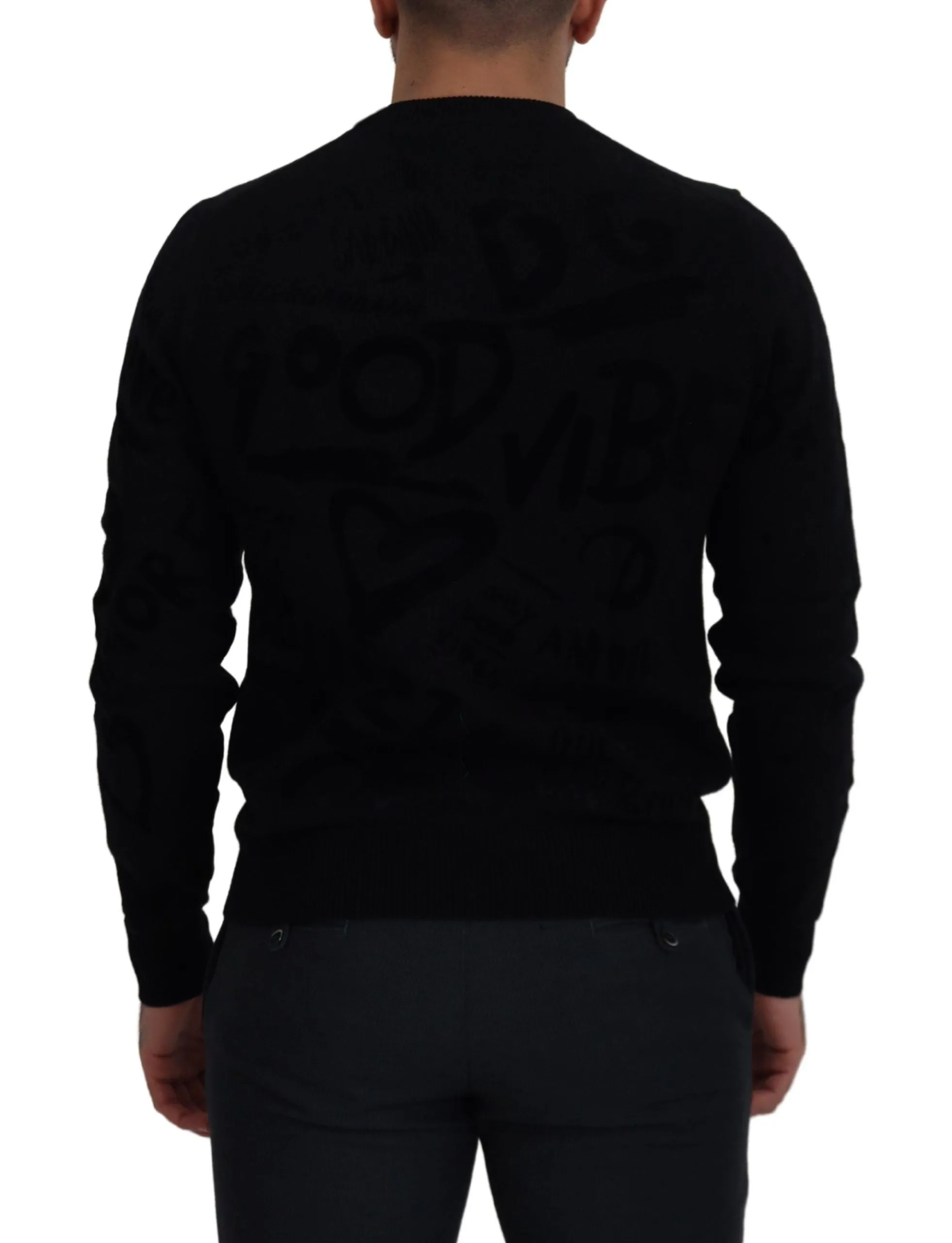 Elegant Black Logo Wool Sweater sold by Louxly product image thumbnail 4