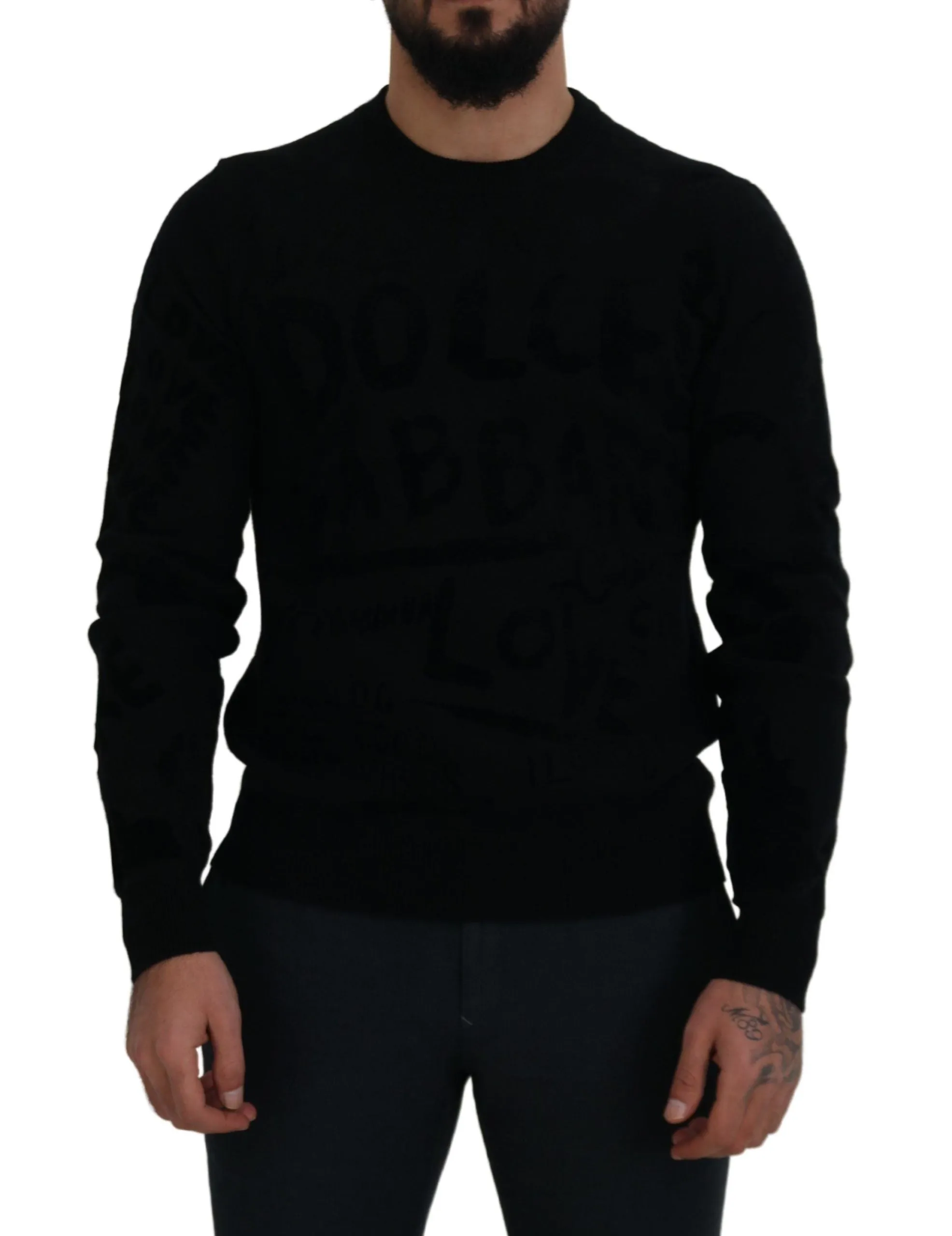Elegant Black Logo Wool Sweater sold by Louxly
